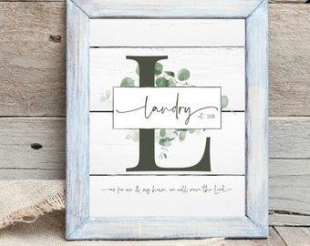 As for Me and My House Sign, Printable Family Name Sign, Personalized Home Gifts, Custom Gifts for Home, Last Name Print, Family Year