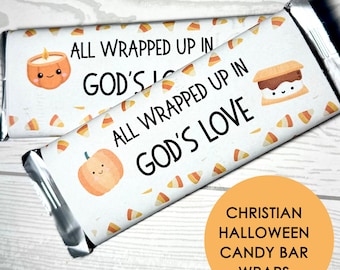 Christian Halloween Candy Bar Wrapper Printable, Trunk or Treat Chocolate Bar Wraps, Church Gift for Kids, Non Halloween Candy Favor Wraps