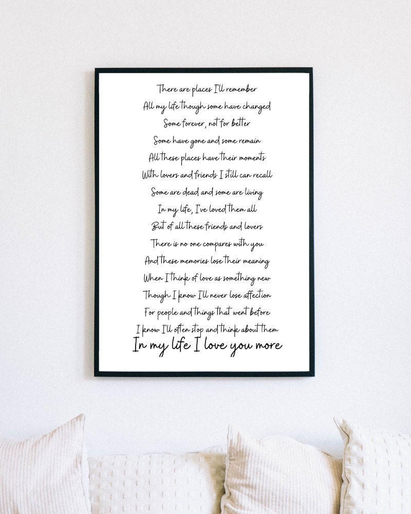 In My Life I Love You More Beatles Lyrics Poster Lyric | Etsy