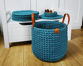 Extra Large Blanket Basket for Living Room - Cotton Rope Basket Woven Storage for Blankets, Towels, Pillows and Toys , chunky knit blanket