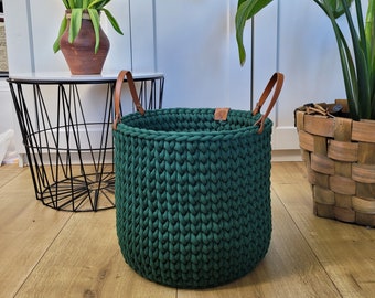 Laundry basket, crochet floor basket, cotton cord storage basket, big jumbo woven basket, knitted basket for blanket&pillows, towel storage