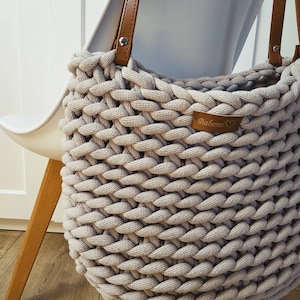 Knitted shopper bag for women with lining, crochet tote bag, boho bag shoulder ,knotteed cord tote bag,  shopper bag, boho bag