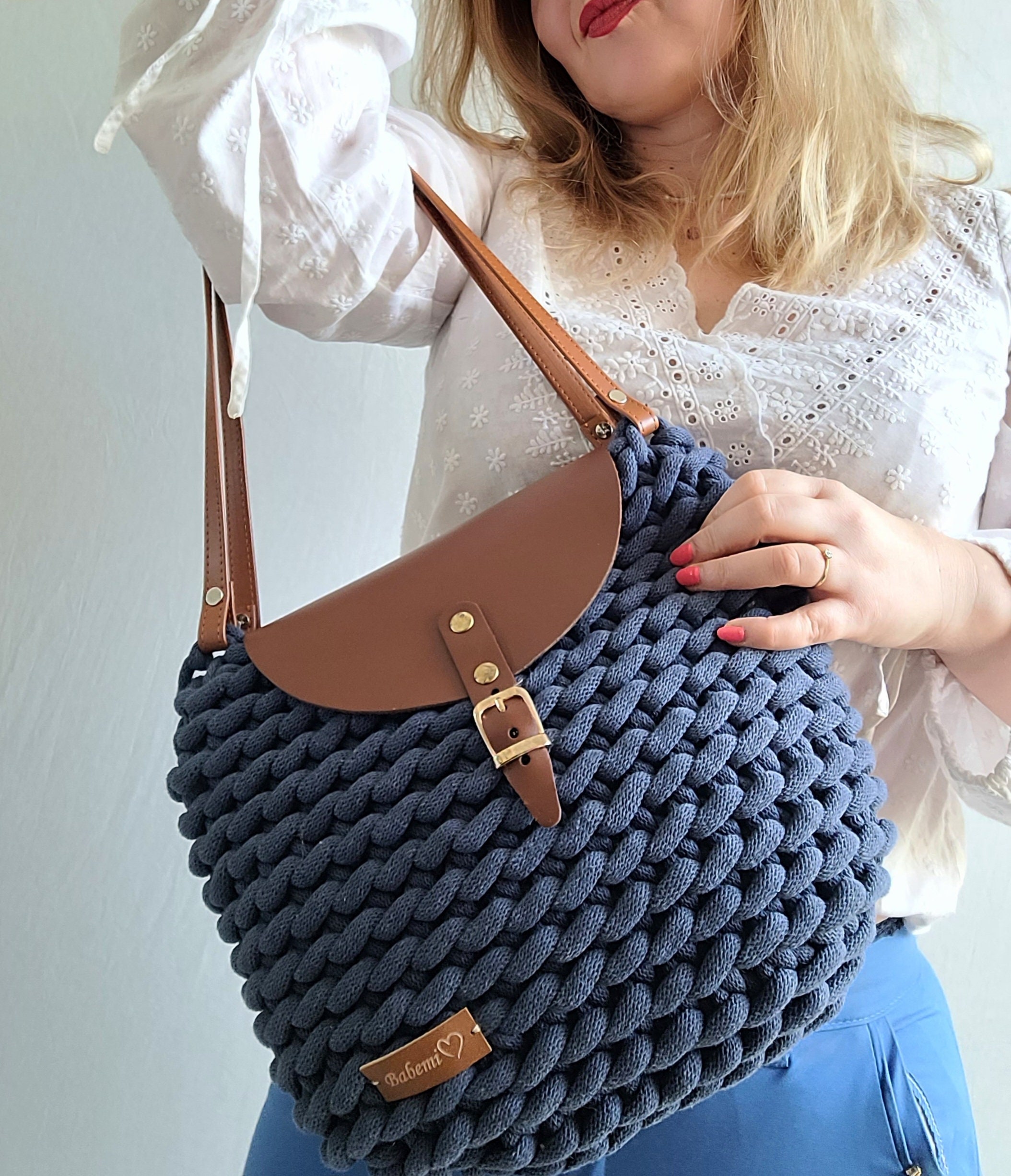 Shoulder Bag, Flap Bag for Women, Crochet Shoulder Bag