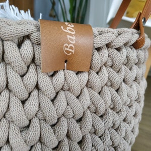 Laundry basket, Large basket, big crochet basket for blanket and pillows, knitted woven rope basket, 35/40cm, 14'' 16'', dark beige zdjęcie 2