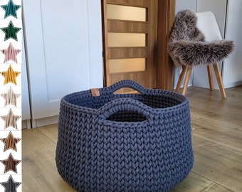 xlarge standing basket for bedroom storage,basket for blanket, crochet huge cotton cord organization, Graphite charcoal, laundry hamper