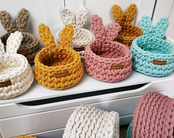Bunny basket with ears, basket in the shape of a bunny ideal as an Easter gift, gift for children's birthday, weaving basket, easter basket,