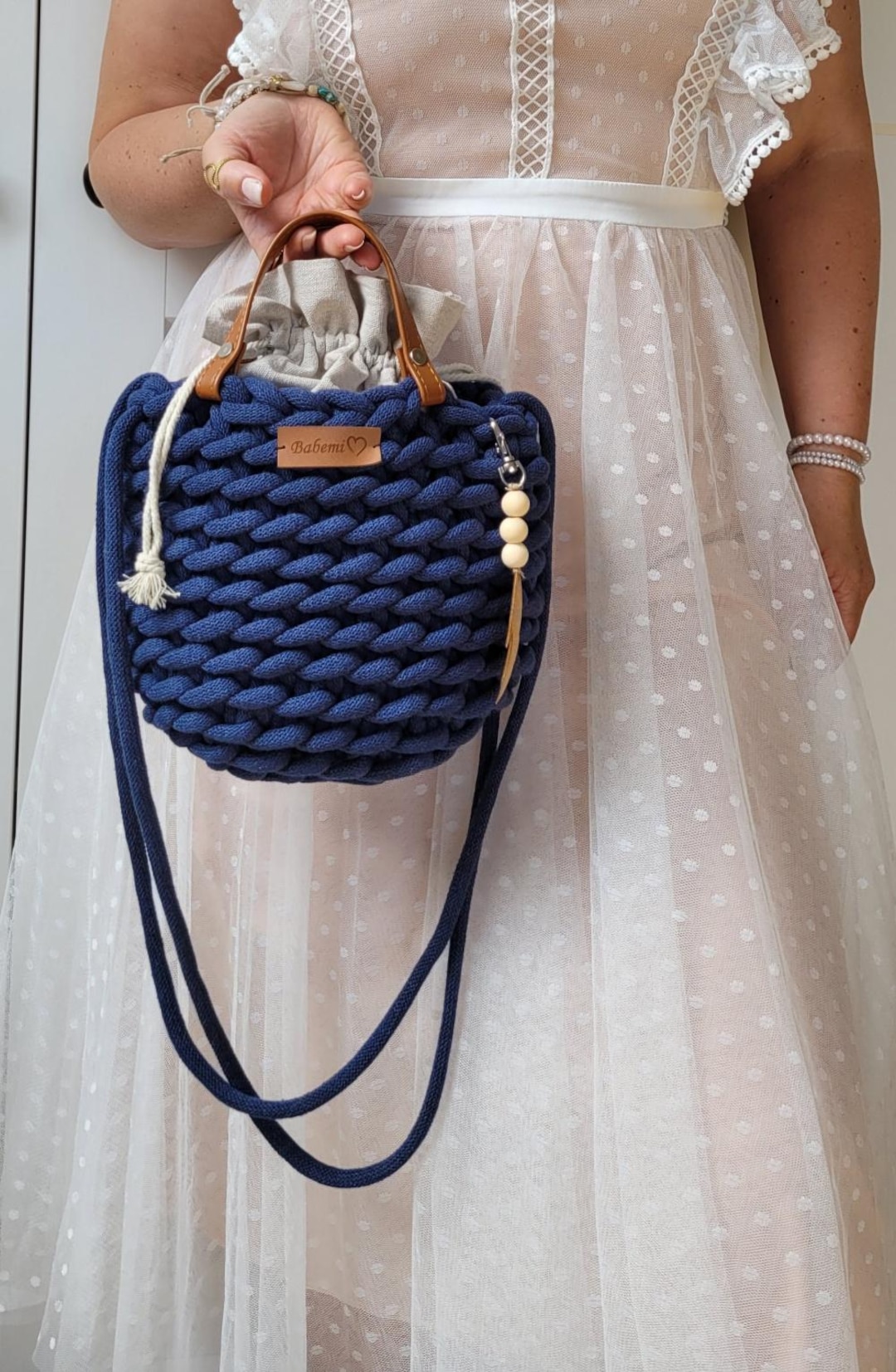 ショルダーバッグ handmade bag Crochet Beige Purse, Brown and Beige Bag for Women