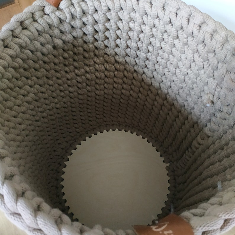 Laundry basket, Large basket, big crochet basket for blanket and pillows, knitted woven rope basket, 35/40cm, 14'' 16'', dark beige zdjęcie 7