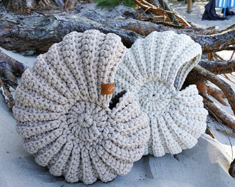 ammonit basket shell, snail shell,  shell crochet for sale, marine decorations, cotton sea shell, nautilus shell