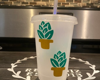Cactus Cups With Straw Etsy Cactus Cups With Straw Etsy