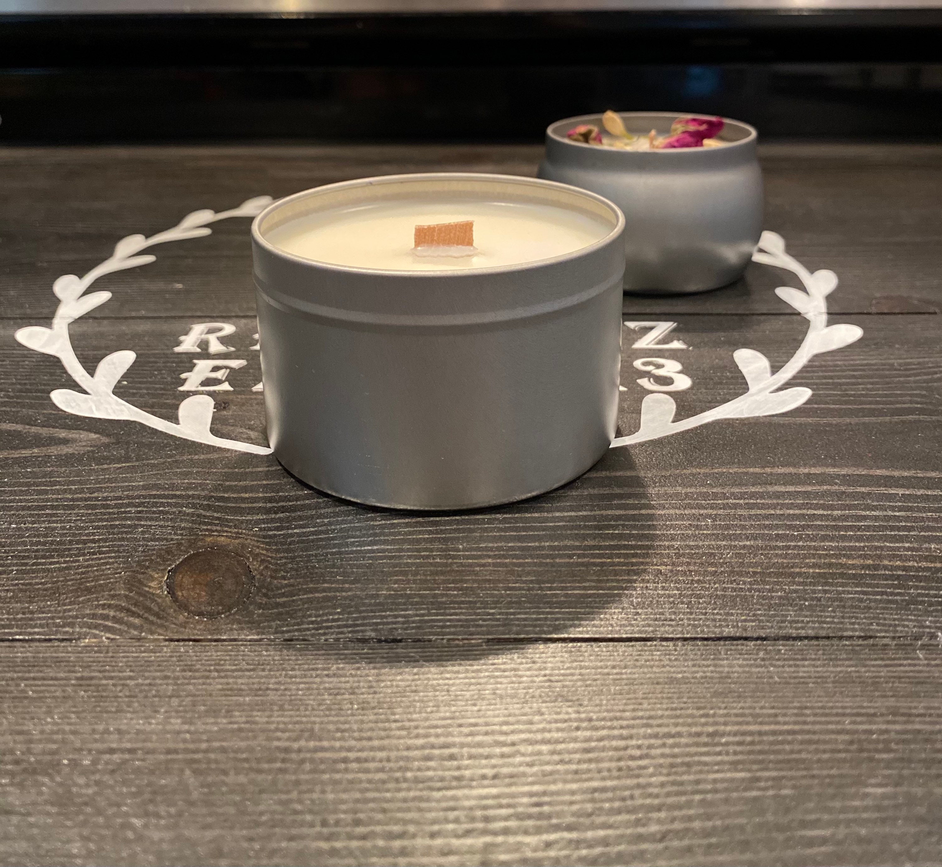 Soy Wax Candle 4 oz tin candle 8 oz tin candle Wood Wick Etsy