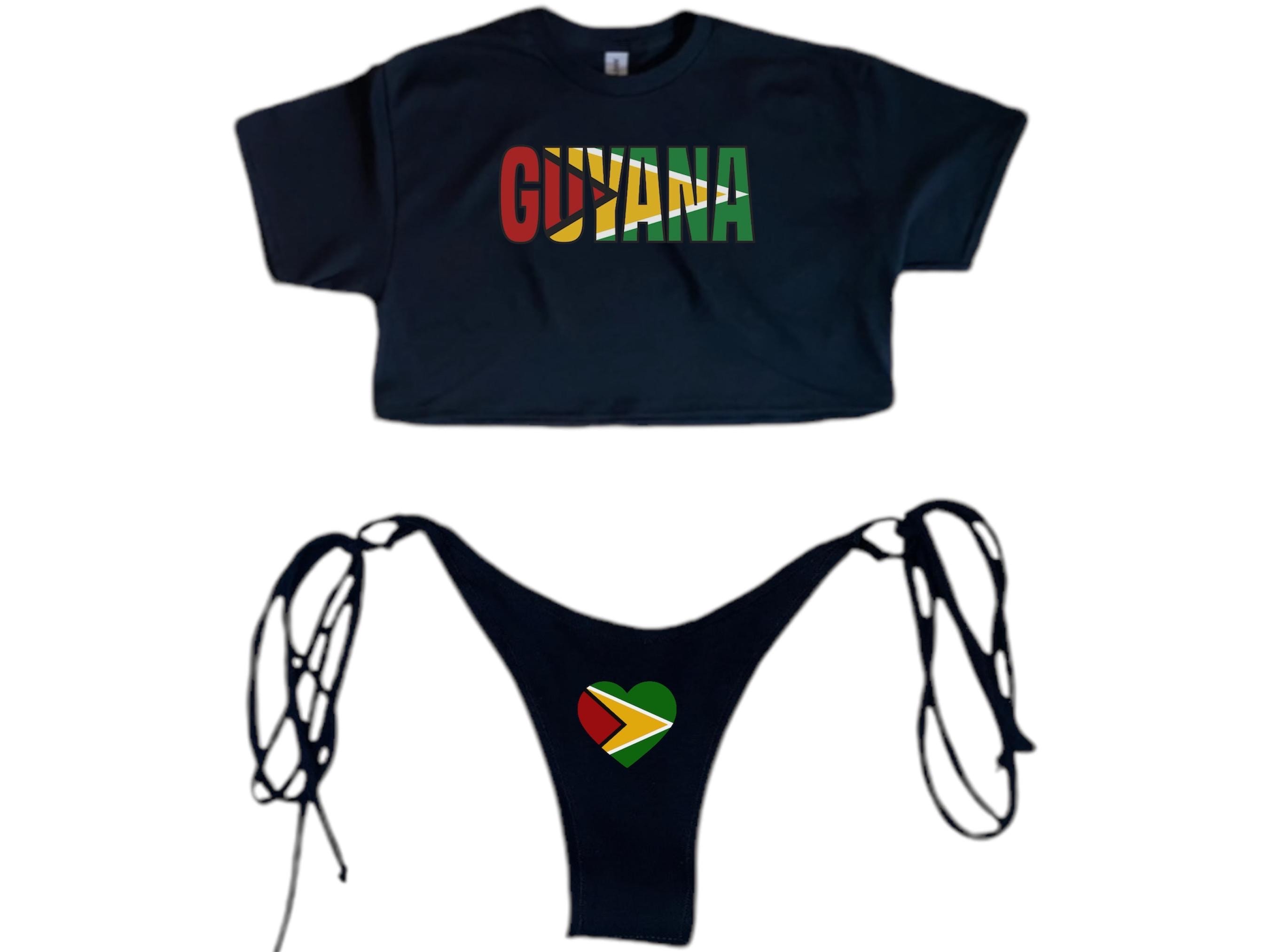 Custom Guyana crop top bikini, shirt bikini, beach set