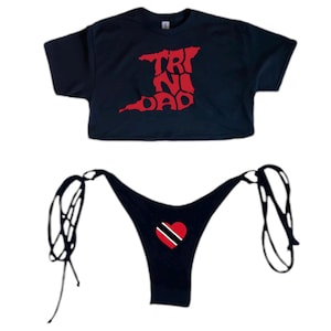 Trinidad and Tobago style 2 piece shirt, bikini, shirt bikini, beach, vacation set