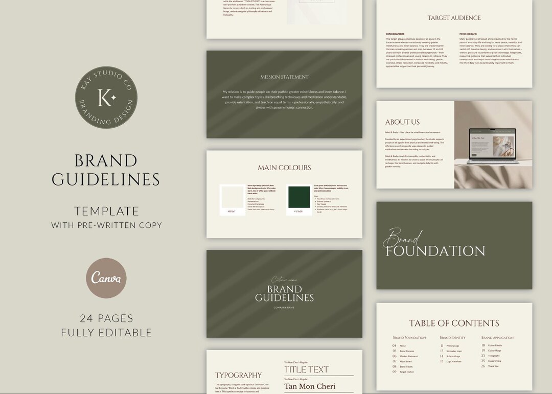 Brand Guidelines Template Canva | Client Style Guide (24 Pages) - Etsy