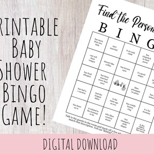 Baby Shower Find the Guest Bingo Game Printable- Instant Download- Ice Breaker Game