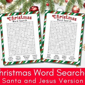 Christmas Word Search, Holiday Printable Games for Adults and Kids, Icebreaker Games, Holiday Party Games, Large Group Games