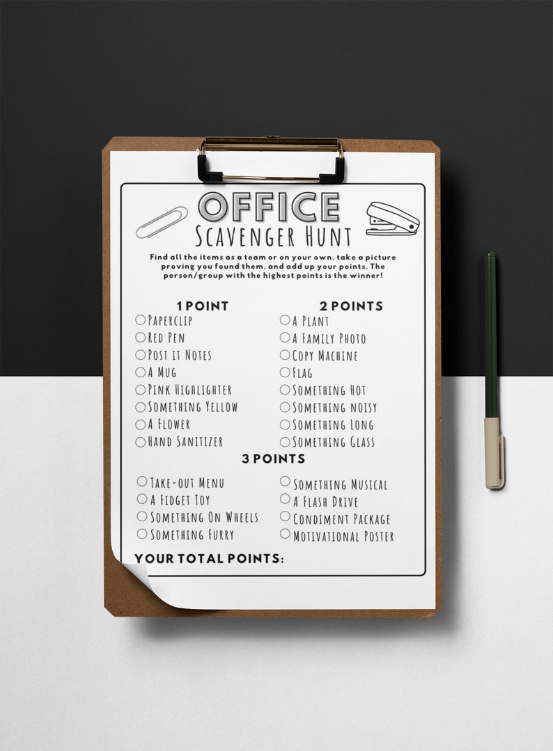 Office Scavenger Hunt Printable Game Work Party Activity - Etsy