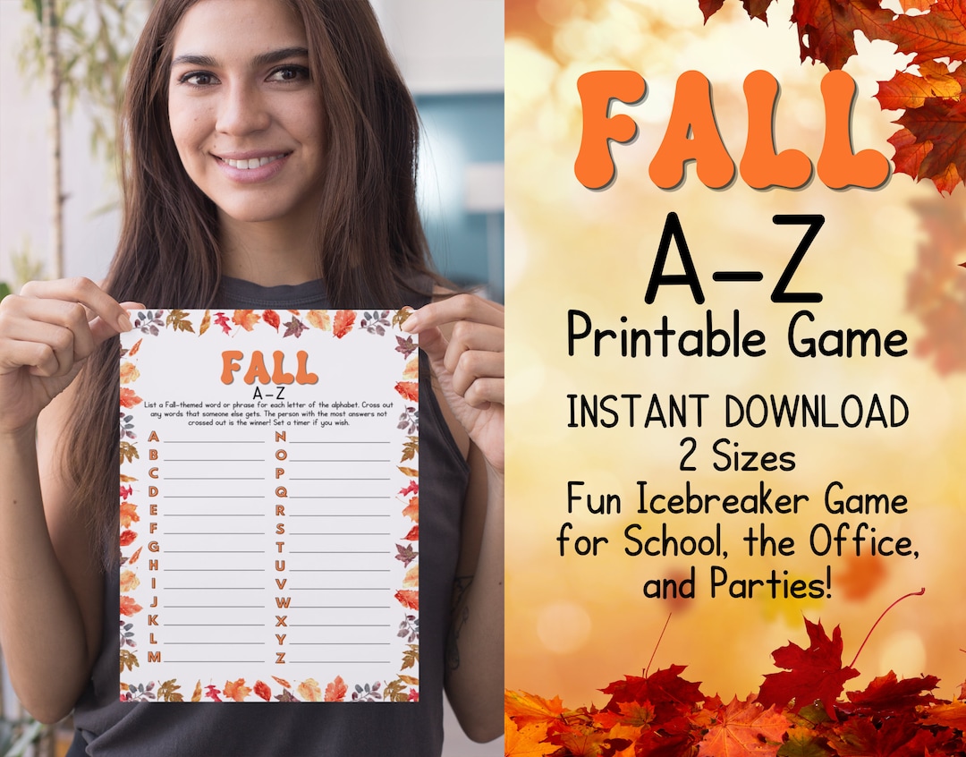 Fall A-Z Printable Alphabet Game, Fall and Halloween Word Game ...