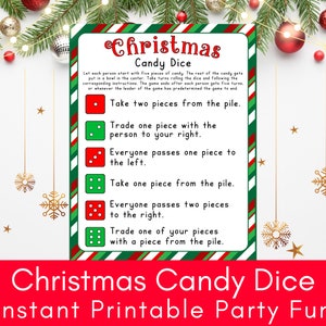 Christmas Candy Dice Game, Printable Holiday Candy Game, Large Group Games for Gatherings, Christmas Icebreaker Game