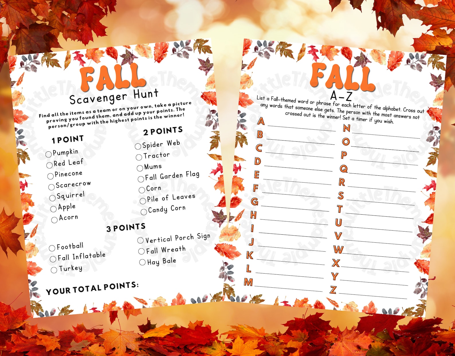 Printable 10 Fall Game Bundle, Printable Fall Games for Adults and Kids ...