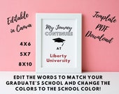 My Journey Continues At, Graduation Printable, College, Graduation Decorations, Graduation Signs, Class of 2022, Editable in Canva, Template