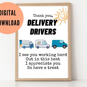 Delivery Driver Snack Sign for Snack Basket, Summer Delivery Driver Thank You Snack and Drink Sign