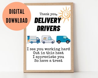 Lieferung Fahrer Snack Schild für Snack Korb, Sommer Lieferung Fahrer Danke Snack und Getränk Schild