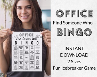 Office Find Someone Who BINGO Printable Workplace Game, 2 Sizes, Large Group Icebreaker Game, Ice Breaker BINGO, Team Building Activity