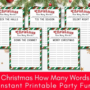 Christmas How Many Words, Printable Holiday Game, Large Group Games for ...