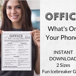 Office What&#39;s On Your Phone Printable Game, Work Party Activity, Team Building Games for Coworkers
