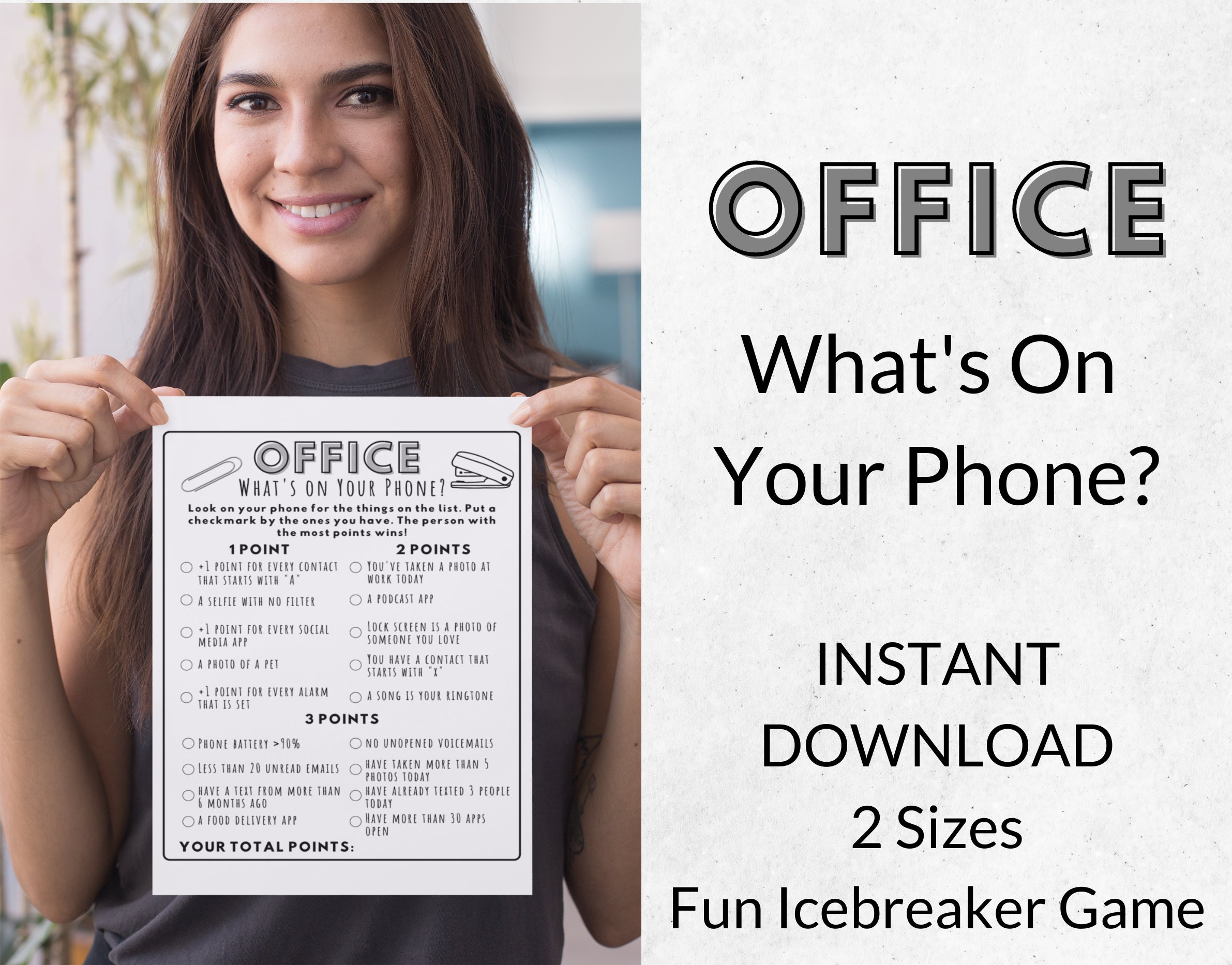 Office What's on Your Phone Printable Game, Work Party Activity, Team ...