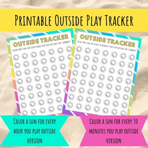 Kids Outside Play Tracker Log Printable, Summer Outside Play, Summer Activity Printable, Digital Download Summer Fun Ideas, Rainbow