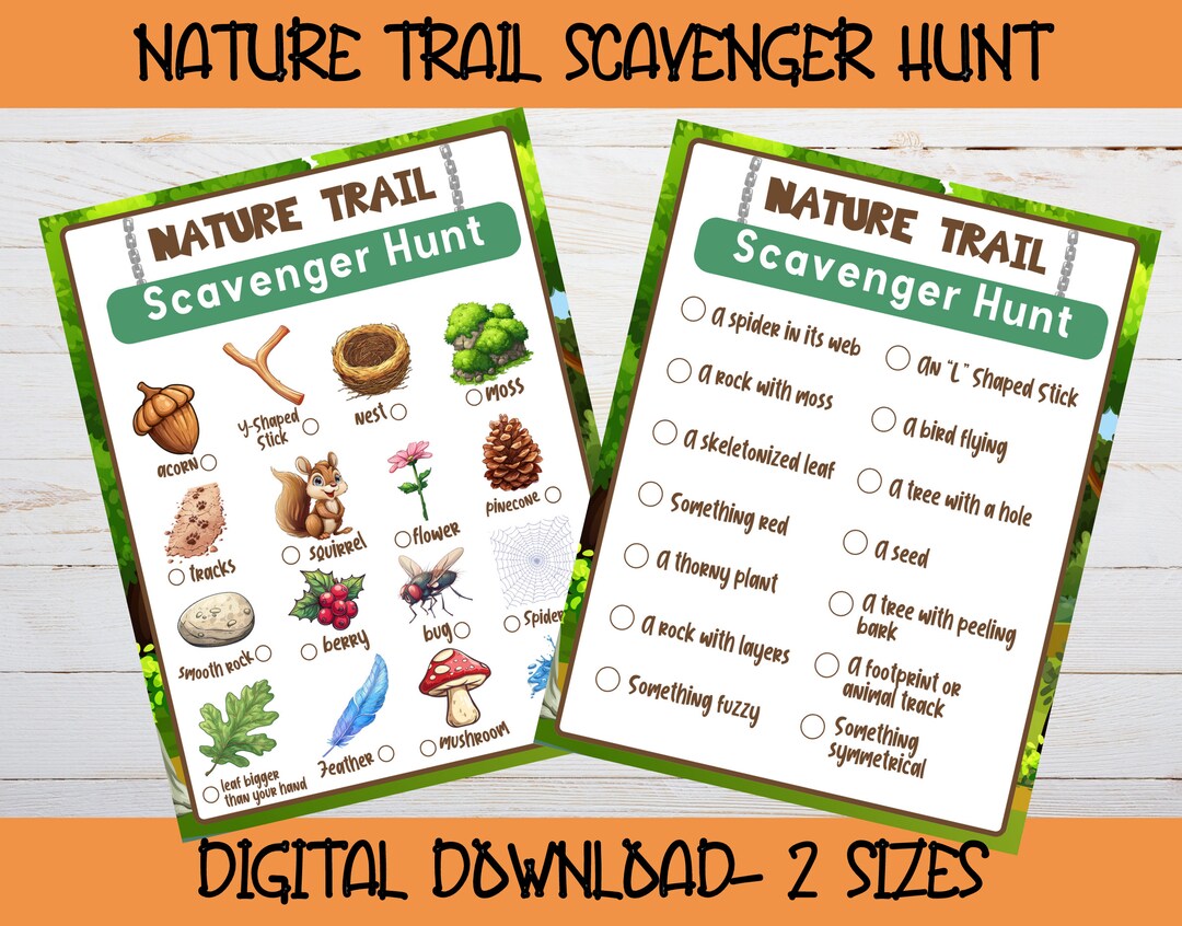 Nature Trail Scavenger Hunt for Kids Printable- 2 Versions for Older ...