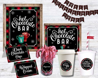 Hot Chocolate Bar Kit Instant Download Printable, Christmas Hot Chocolate Station, Hot Cocoa Bar Decor, Hot Chocolate Bar Sign, Tags, Labels