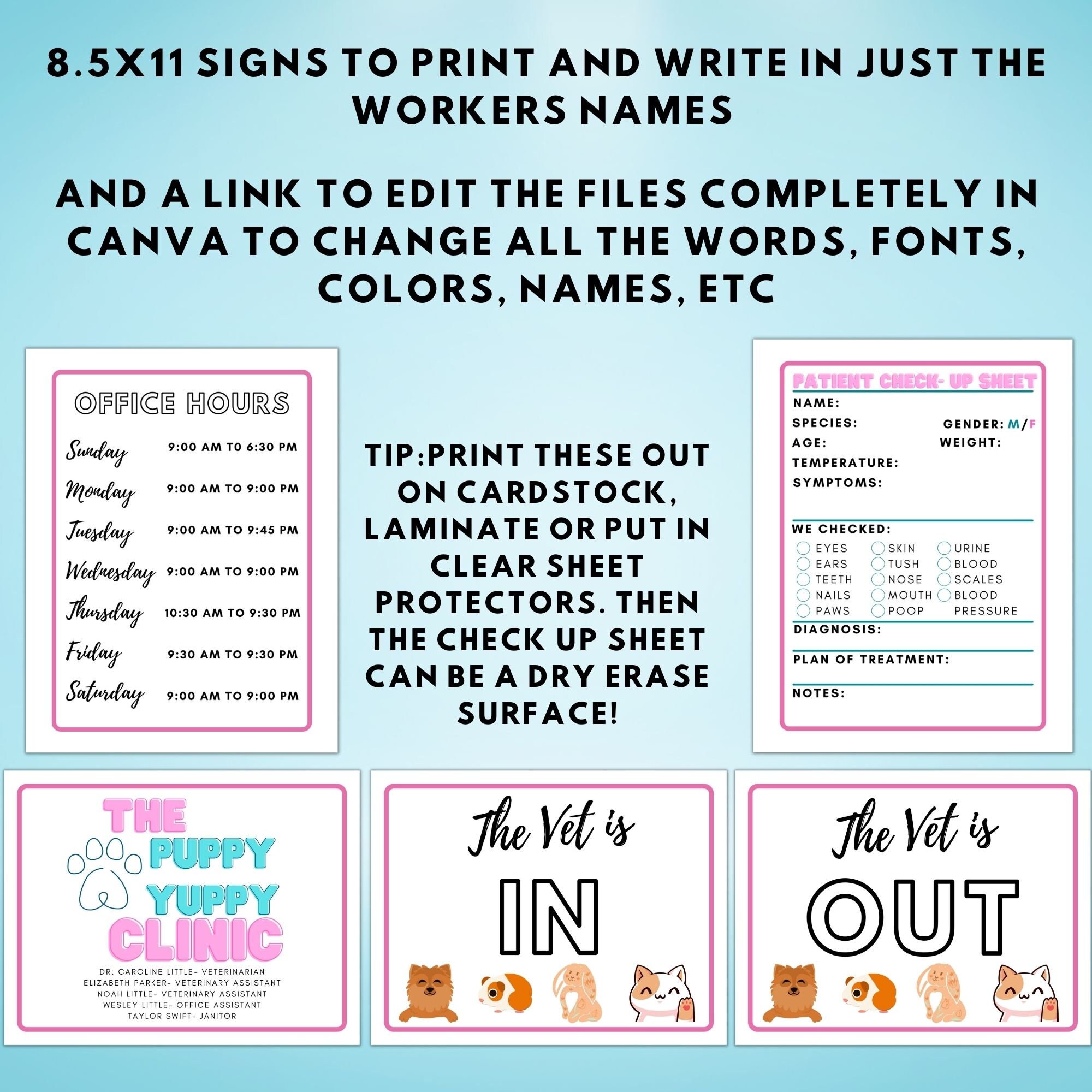 Veterinarian Dramatic Play Set Printables and Templates - Etsy