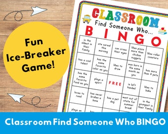 Classroom Find Someone Who BINGO, Printable School Game, 2 Sizes, Large Group Icebreaker Game, Ice Breaker BINGO, Team Building Activity