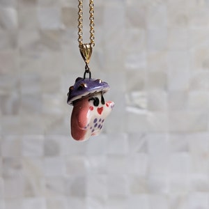 Winnie the Pink and Purple Mushroom Sprite Necklace with Gold image 4