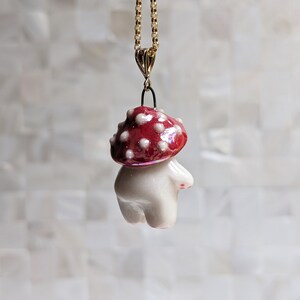 Rita the Red Mushroom Sprite Necklace with Luster image 6