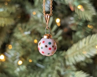 Porcelain Polka Dot Ornament Charm with Gold