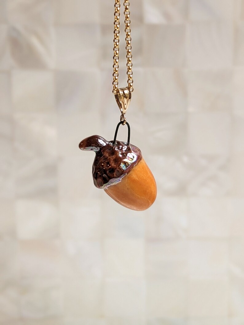 Sassy Acorn Pendant, with Gold image 3