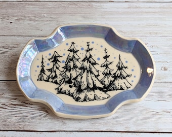 Winter Trees Ring Dish with Luster