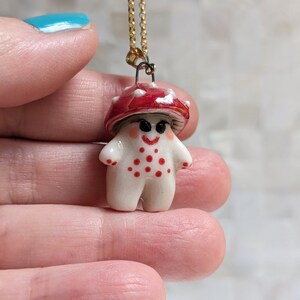 Rita the Red Mushroom Sprite Necklace with Luster image 7