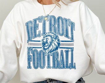 Detroit Football Sweatshirt Vintage Detroit Crewneck Sweatshirt Shirt Lions Gear Detroit Lions Hoodie Detroit Game Day Sweatshirt Etsy