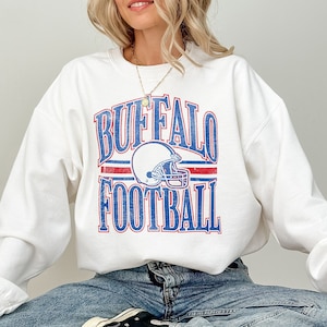 Vintage Buffalo Bills voetbalwedstrijd Day Bills Sweatshirt trendy Buffalo voetbalfan ronde hals Buffalo voetbal retro trui ronde hals