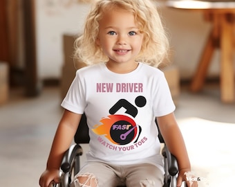 New Driver Wheelchair Shirt – Watch Your Toes Tee – Boy & Girl Versions – Wheelchair Pride Apparel – Disability Humor T-Shirt