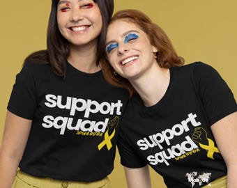 Support Squad Spina Bifida Shirt – Disability Awareness T-Shirt – Yellow Ribbon Advocacy Tee – Family & Caregiver Support Apparel