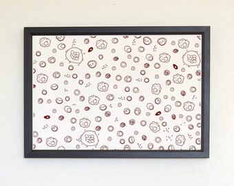 造血 - ミニマリスト生物学科学アートプリント - 医学科学アート - 生物学アート - アーカイブ水彩画プリント - 科学装飾