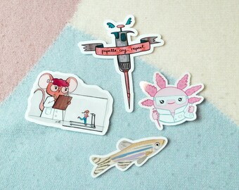 researcher sticker pack, microbiology stickers, lab technician sticker, science laptop sticker