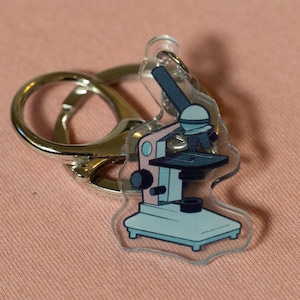 Microscope keychain, molecular biology keychain, science keychain, researcher gift, acrylic keychain, medical student gift