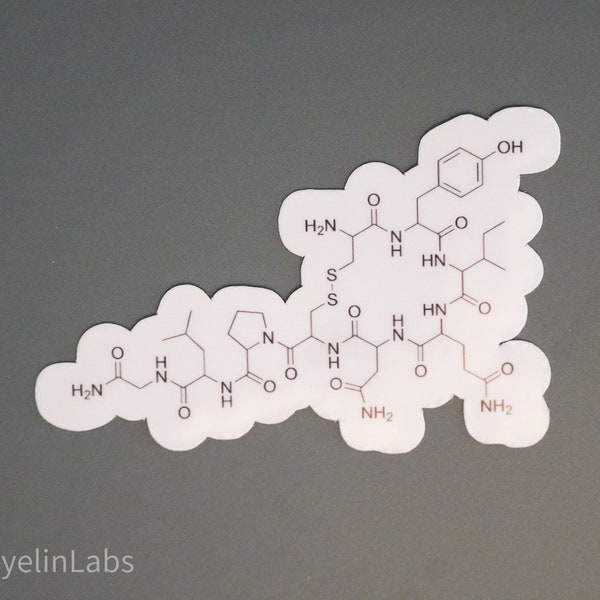 Oxytocin sticker, neuroscience molecule sticker, hugging love molecule, laboratory notebook sticker, waterproof water bottle sticker
